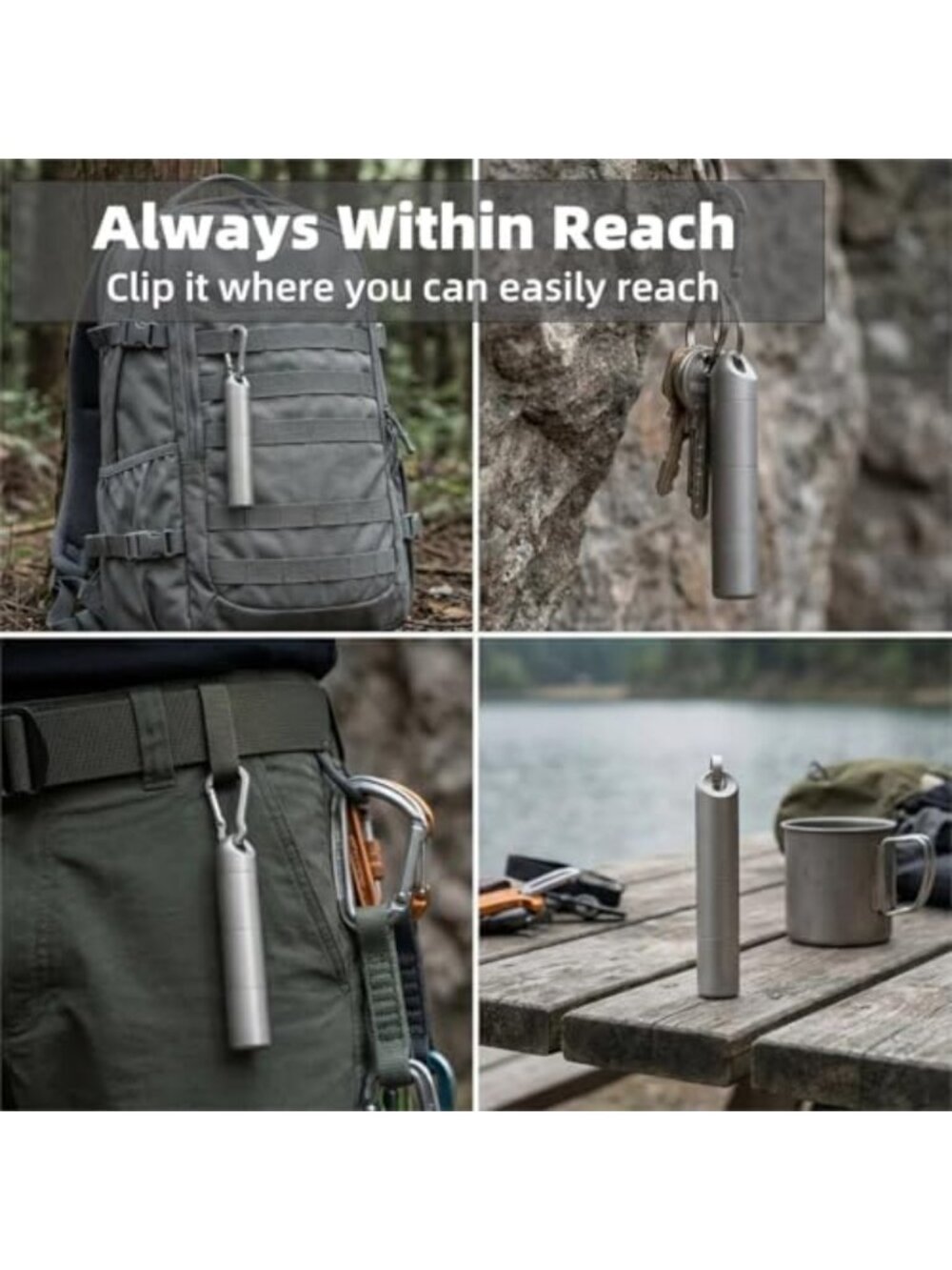 Waterproof Titanium Keychain Pill Holder - 3-Compartment Organizer, Gray - Picture 6 of 6